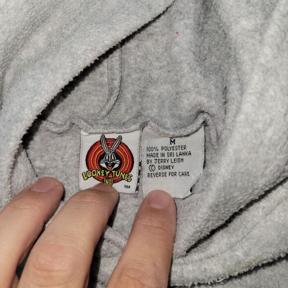 Vtg Looney Tunes Sweatshirt Sz M Womens Tweety Bird Hoodie 90s Retro Y2K Cartoon - Picture 15 of 16
